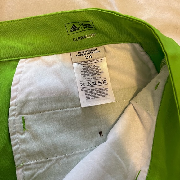 Lime Green Adidas Golf Shorts with 34” Waist - Picture 3 of 4